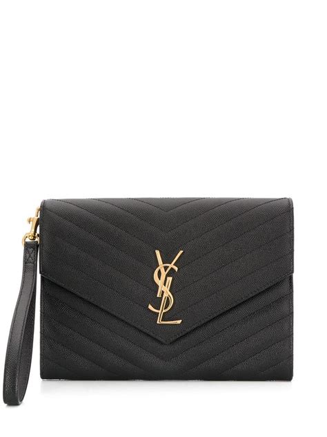 ysl monogram clutch black|farfetch YSL clutch.